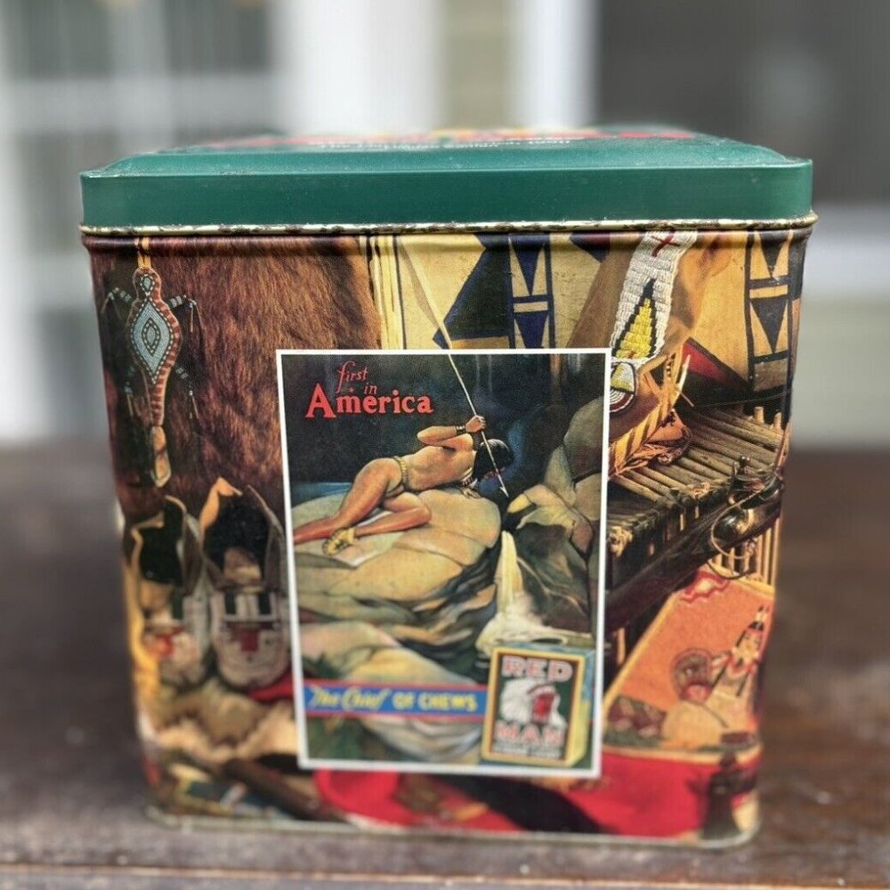 Vintage Red Man Chewing Tobacco Tin Canister  1990 Limited Edition Stash Box